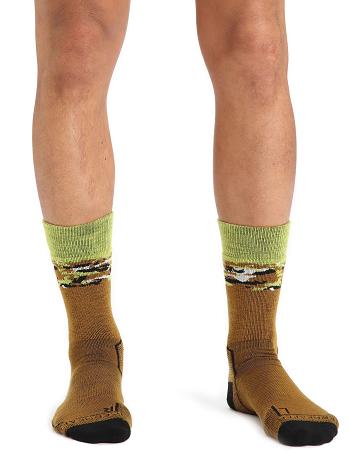 Clove / Black Men's Icebreaker Merino Hike+ Medium Crew Sedimentary Socks | USA 1003QMAZ